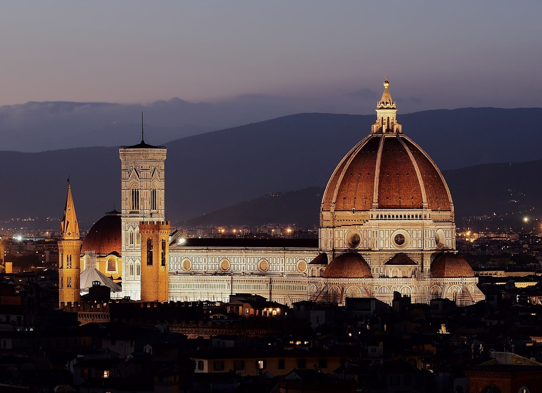 Il centro di Firenze dall'alto con la cupola di Santa Maria del Fiore e il Campanile di Giotto